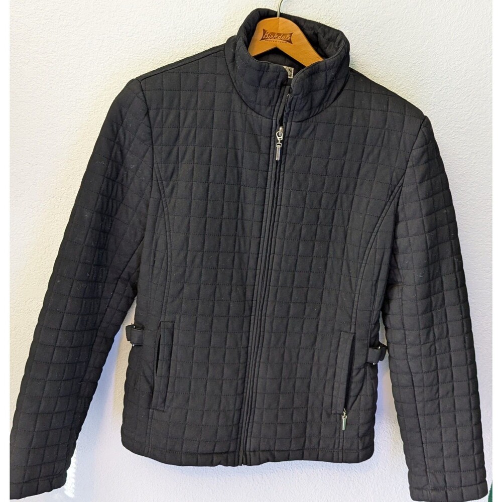 Giacca Quilted Jacket Women's Size Medium Black Vintage (Pilling On Sleeve) (M)